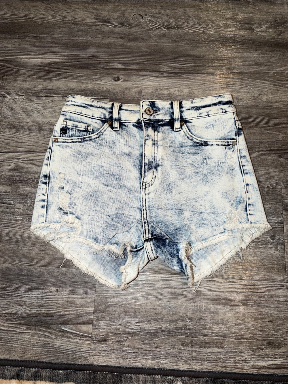 KanCan Light Acid Wash Blue High-Rise Jean Shorts